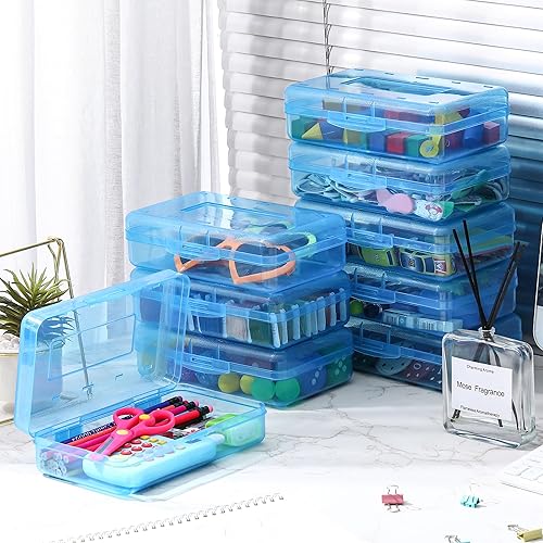 Miniatura 4 de Patelai Paquete de 12 cajas de plástico transparente a granel con tapa cierre a presión, caja rígida de gran capacidad, organizador de