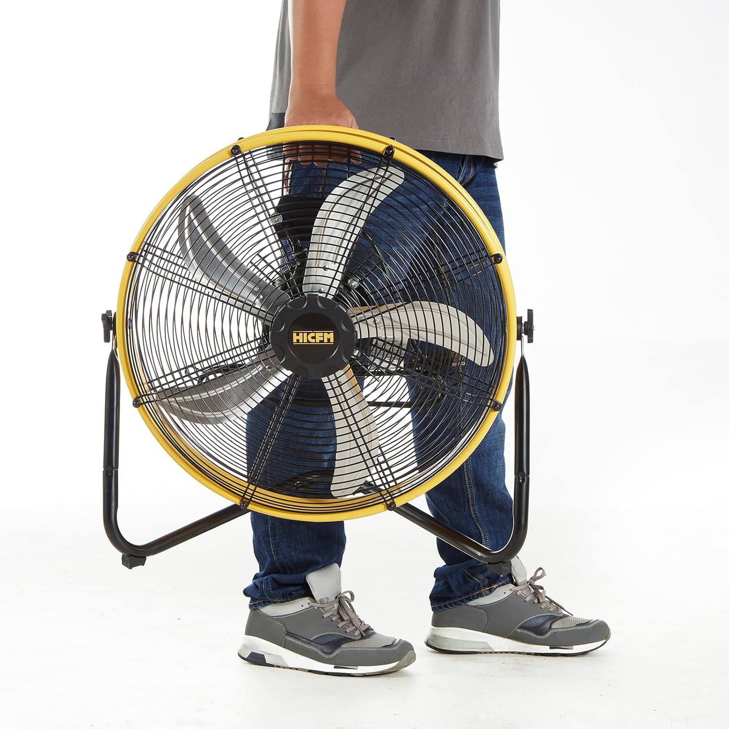 HiCFM 6300 CFM 20 inch Heavy Duty Shroud Fan with IP44 Enclosed Powerful 1/4 Motor, High Velocity Air Circulator for Workshop, Garage, Commercial or Industrial rooms - UL Safety Listed, 2 Pack