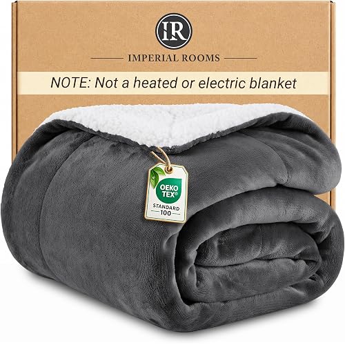 IR Imperial Rooms Twin Sherpa Blanket 60x80 Guest Bedroom Grey