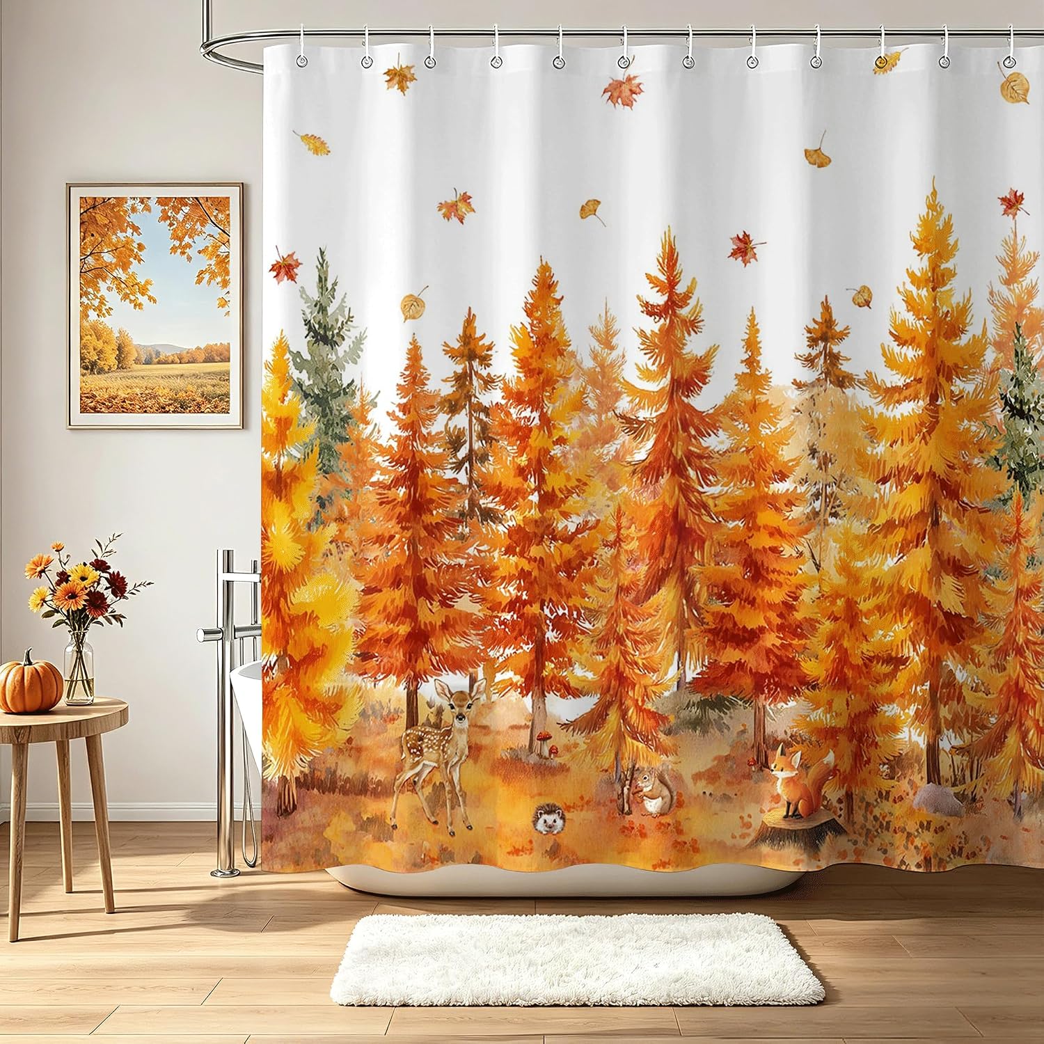 Fall Shower Curtain for Bathroom Autumn Maple Forest Shower Curtain
