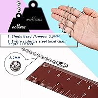 Vista 2 de Cadena de cuentas de bola de 0.079 pulgadas, cadenas extralargas de acero inoxidable de 110 pies, cadena de placa de identificación para perro