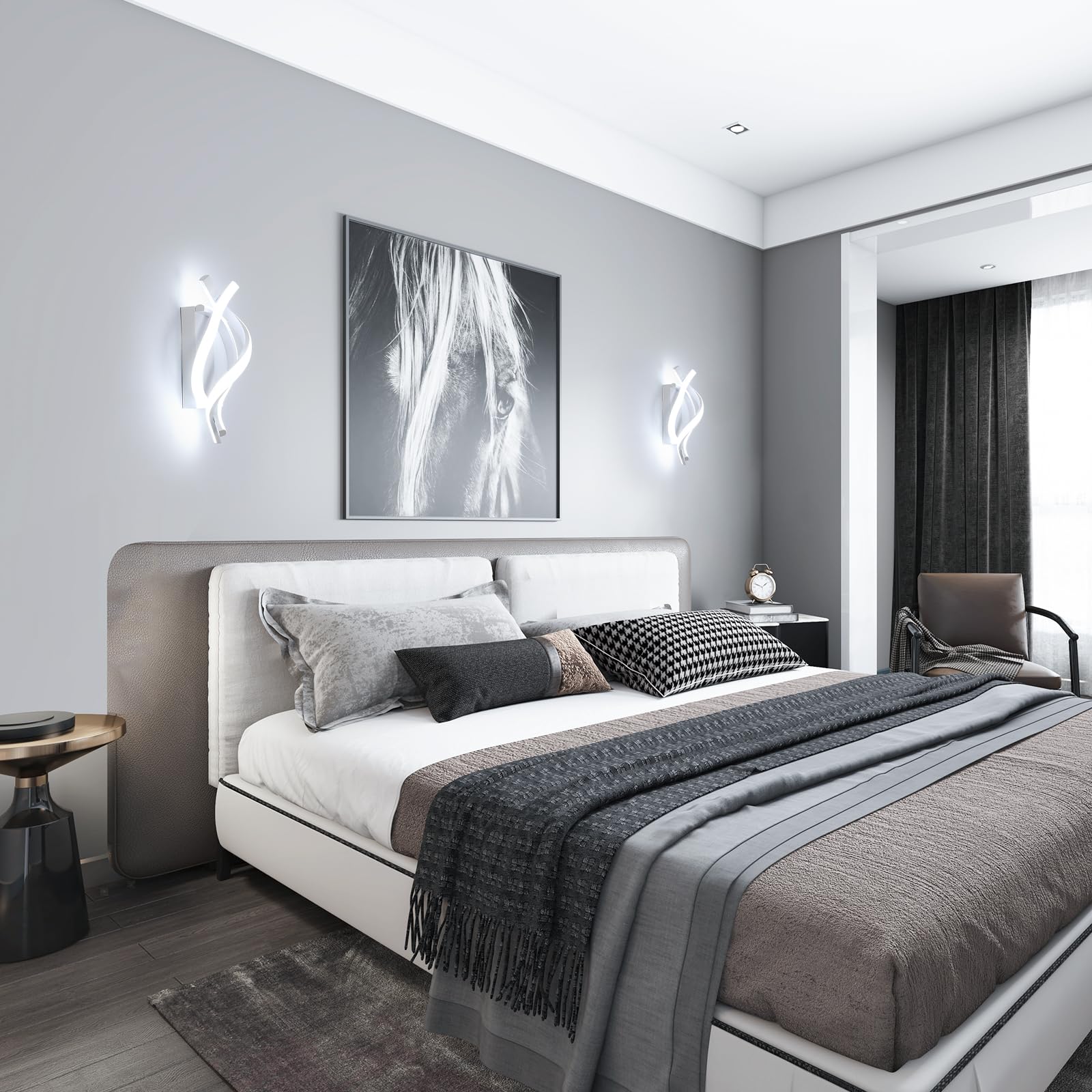 Applique LED Parete Interno, 22W 2500LM Bianco Lampada da Parete Moderno, Creativo Disegno della Curva Lampada a Muro per Camera da Letto Soggiorno Corridoio Sala Pranzo, Luce Fredda 6500K