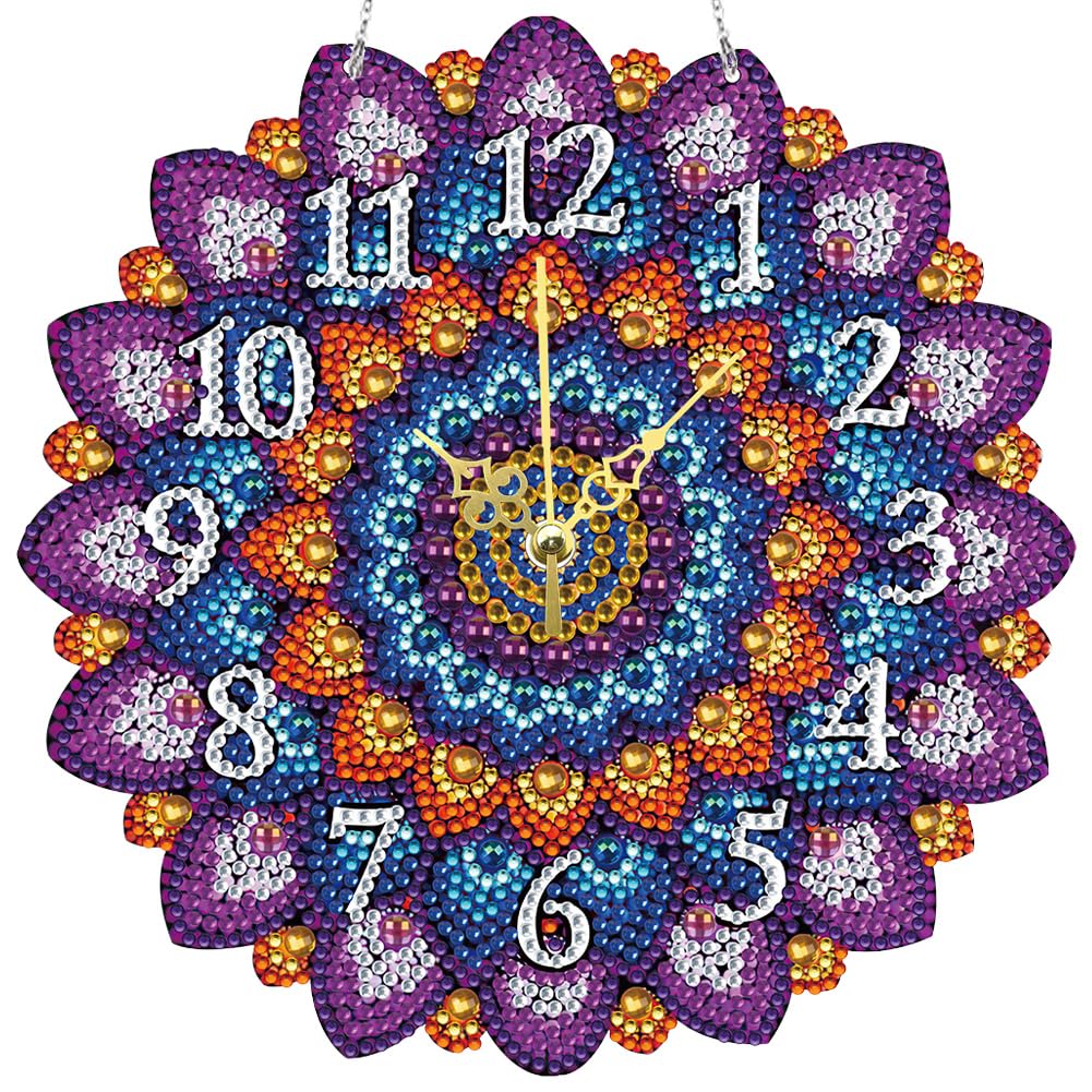 Fiorky C Diy Rhinestone Embroidery Mosai Clock Olorful Lock Kit 5D Rystal Diamond Lock Ross Stitch Embroidery Kit Mandala Art Raft Set Paint By Number Kits Handmade Diamond Painting