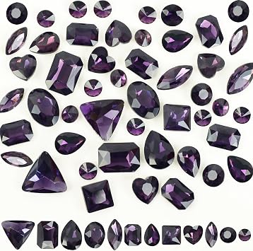 Mix Crystal Rhinestones 106Pcs Point Back Glass Gems Faceted Rhinestones Jewels Embelishments with Silver Plated Back for Crafts, Jewelry Making, Clothes, Shoes, Dress Dark Purple