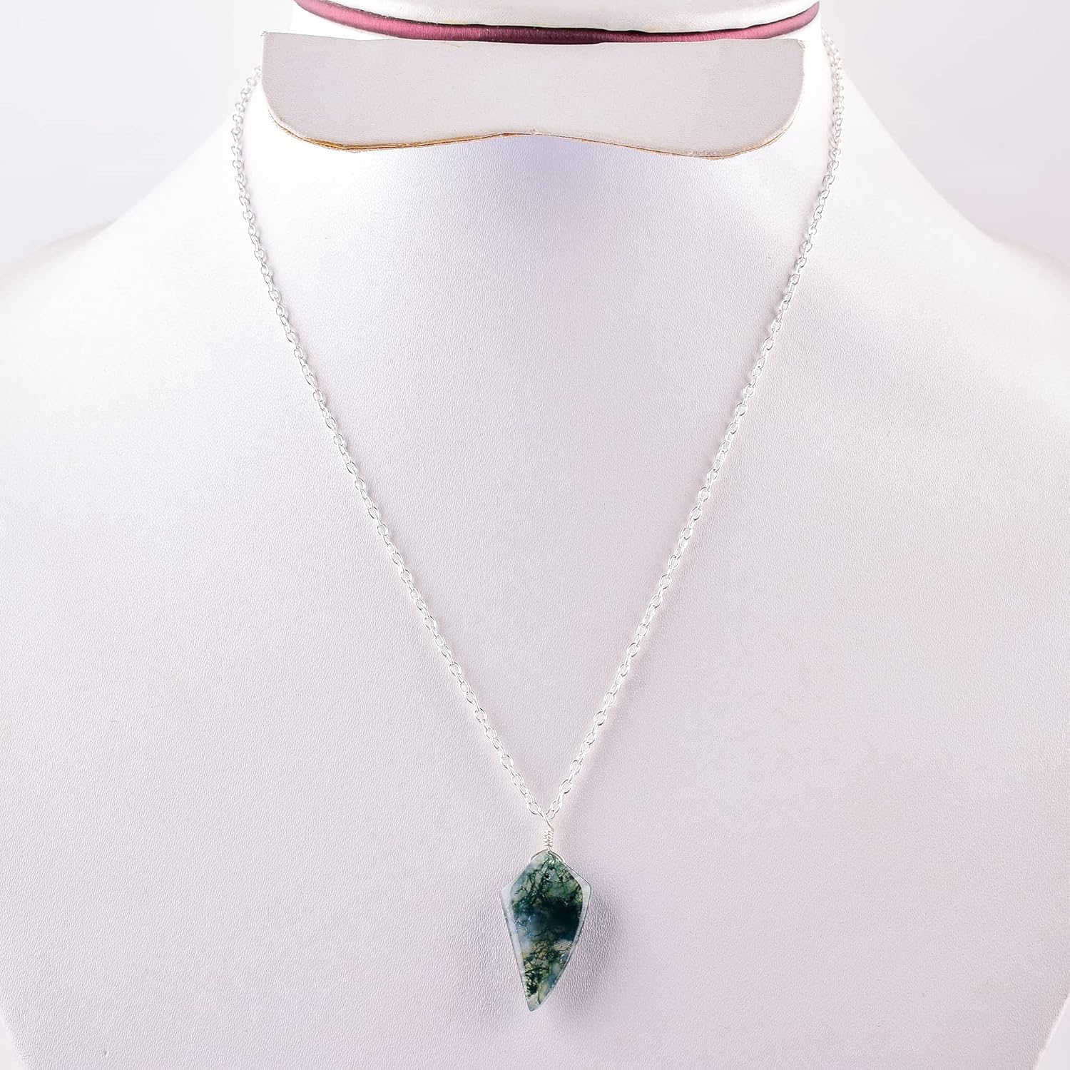 Natural Moss Agate Crystals Pendant Necklace, Fancy Kite Cabochon Gemstone, Energy Healing Crystals, Birthday, Gift for Her, Gemstone Jewelry 18 inch AAA+ Quality (Moss Agate D) - Image 6