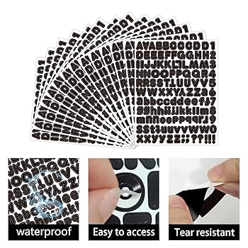 400 Pcs 24 Sheets Large Letter Mailbox Stickers 2.5 Inches Black Alphabet Number Self Adhesive Sticker For Bulletin Board, Classrooms, Scrapbooking, Poster Board, Wall Vinyl Stick On Letter
