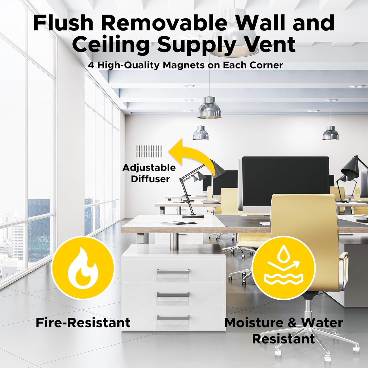 Best 6″ x 12″ Invisagrille Removable Wall & Ceiling Supply Magnetic Vent Cover, Triple Fiber Reinforced Cement Board Grill, HVAC Paintable Vent Cover with Impact Resistant Primer, BA-IG-MAG-S-FBA