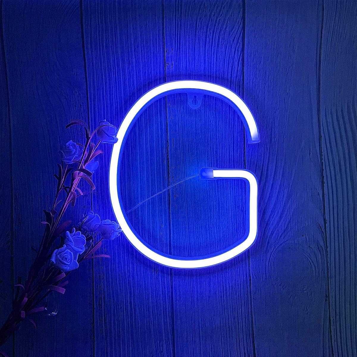 ENUOLI Blue LED Neon Letter Light, USB & Battery Operated, Indoor Decor, Model
