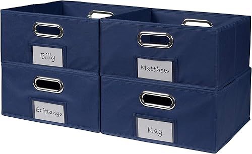 Miniatura 2 de Niche Contenedores de almacenamiento, de tela, plegables, de tamaño medio (juego de 4), azul