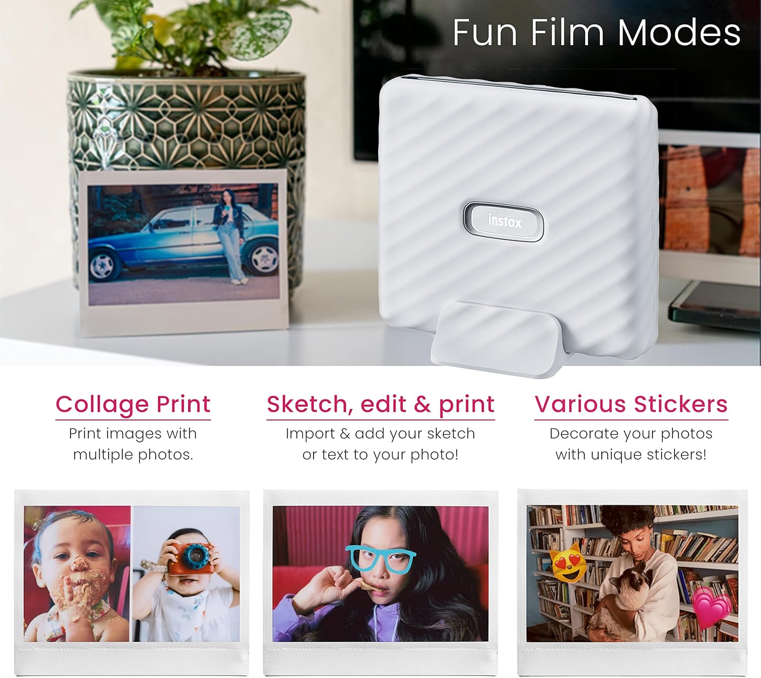 Fujifilm Instax Link Wide Printer Ash White + Twin Pack Film + Cloth