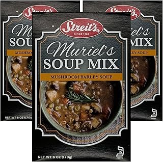 Streit's Mushroom Barley Soup - Muriel's Soup Mix, Hearty Mushroom Soup, Kosher Certified, No MSG or Hydrogenated Oils, Just Add Water, Vegan, Family Owned (6oz, Pack of 3)