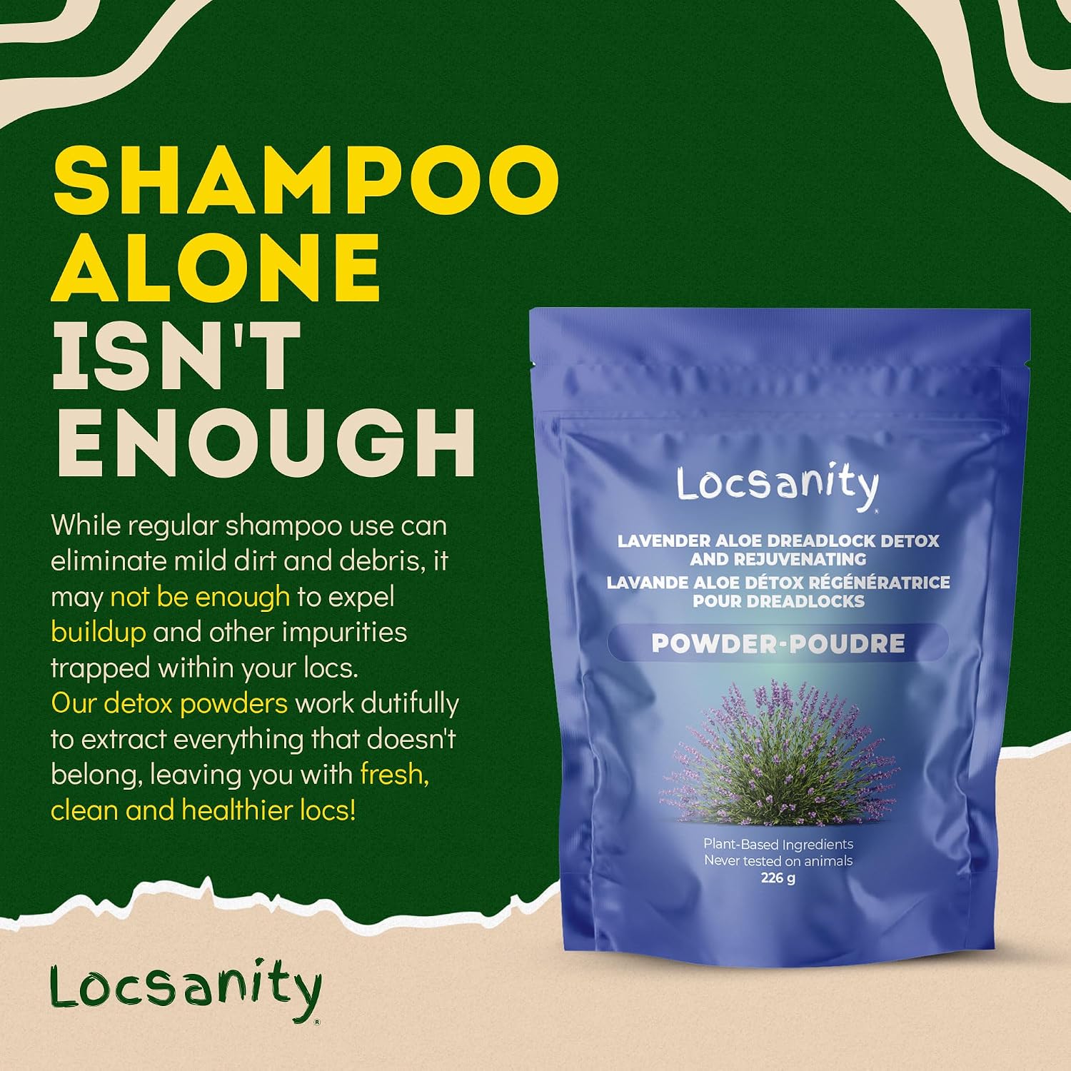 Locsanity Dreadlock Hair Scalp Detox - Deep Clean Dreadlock Powder, Cleansing Conditioner - Natural Hair Cleanser for Build Up - ACV Alternative, Loc Care and Maintenance Products