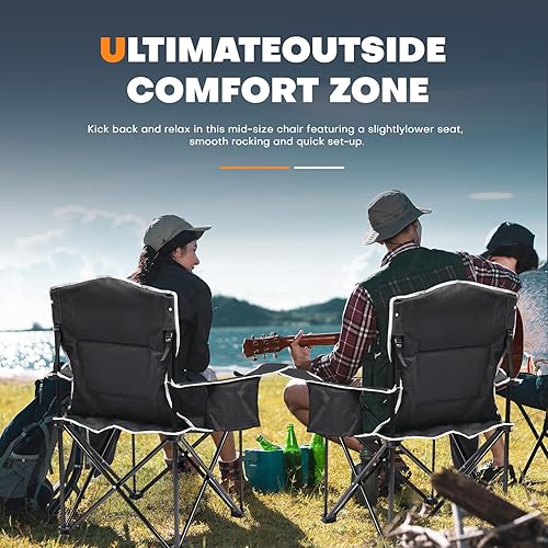 Miniatura 3 de XMT Silla plegable acolchada de alta calidad, extra ancha y resistente, capacidad de 450 libras, silla de campamento portátil con enfriador