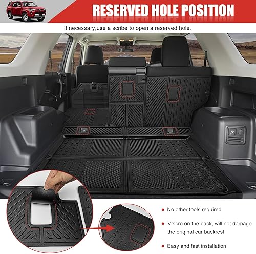 Miniatura 4 de Tapete de carga con cubierta trasera de asiento para Toyota 4Runner 2010-2023 de 5 plazas, forro de carga TPE para Toyota 4Runner 2023 (alfombrilla