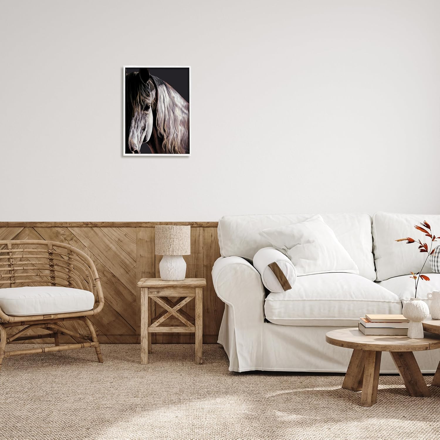 Stupell Industries Horse Portrait in Shadow White Framed Giclee Art Design by Spirit Horse