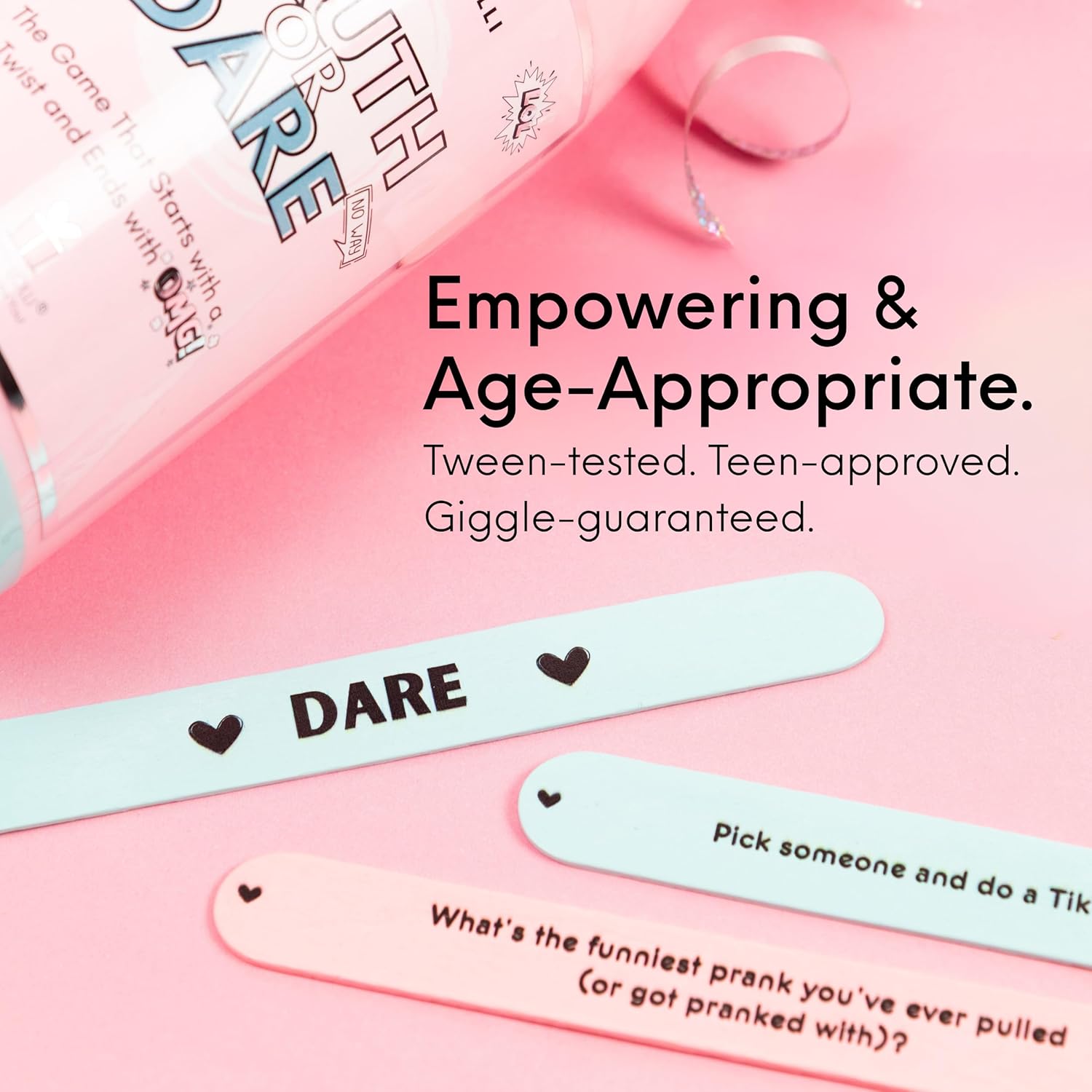 HAPPY LOLLI Truth or Dare Game – Fun Gift for Tween & Teen Girls Ages 10 and Up – Screen-Free Party & Family Fun Game for Sleepovers, Birthdays, Holidays, BFF Nights – 60 Truths & Dares - Image 4