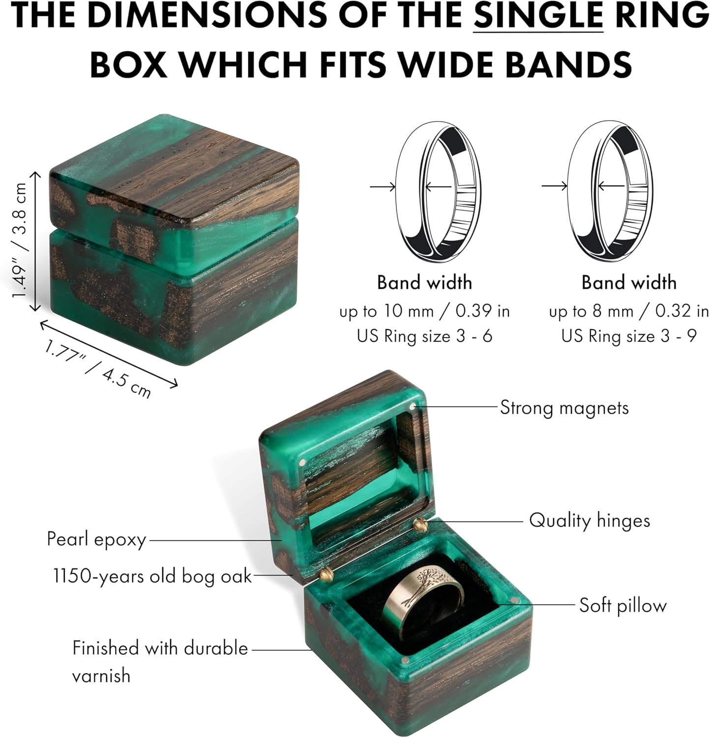 RWA Unique Ring Box - Purple Engagement Ring Boxes - Handmade Ring Holder - Epoxy Wood Rings Display Case Organizer for Women, Men - Exquisite Handcrafted Design for Wedding Proposal (Muse, purple) - Image 7