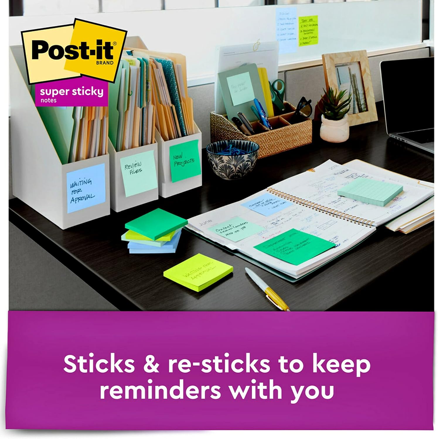 Post-it Super Sticky Pop-up Notes, 3x3 in, 10 Pads, 2x the Sticking Power, Bora Bora Collection, Cool Colors (Green, Light Blue, Blue, Mint, Green), Recyclable (R330-10SST)
