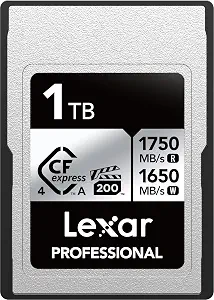 Lexar 1TB Professional CFexpress Type A Silver 4.0 Memory Card, for Photographers, Videographers, Up to max 1750/1650 MB/s, 8K Video (LCAEXS4001T-RNENU)