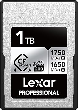 Lexar 1TB Professional CFexpress Type A Silver 4.0 Memory Card, for Photographers, Videographers, Up to max 1750/1650 MB/s, 8K Video LCAEXS4001T-RNENU