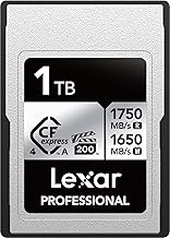 Lexar 1TB Professional CFexpress Type A Silver 4.0 Memory Card, for Photographers, Videographers, Up to max 1750/1650 MB/s, 8K Video (LCAEXS4001T-RNENU)