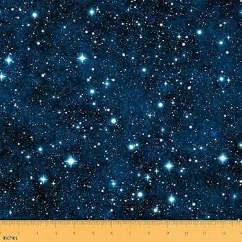 てぃんくる　BLU CIELO STELLATO Tessuto per mobili Galaxy, al metro, spaziale, cielo