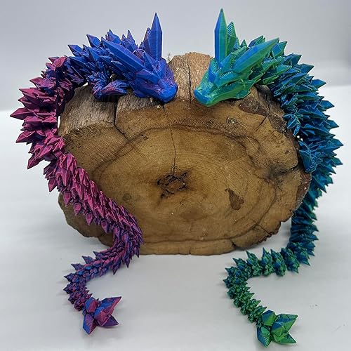 Miniatura 6 de PETBSNVB 2 piezas de dragón impreso en 3D de 12 pulgadas, dragón articulado, dragón de cristal, juguete antiestrés de dragón, decoración de oficina