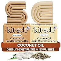 Vista 1 de Kitsch Coconut Oil Shampoo and Conditioner Set – Deep Moisturizing Shampoo and Conditioner Bar for Dry Damaged Hair – Hydrating Solid Bars for