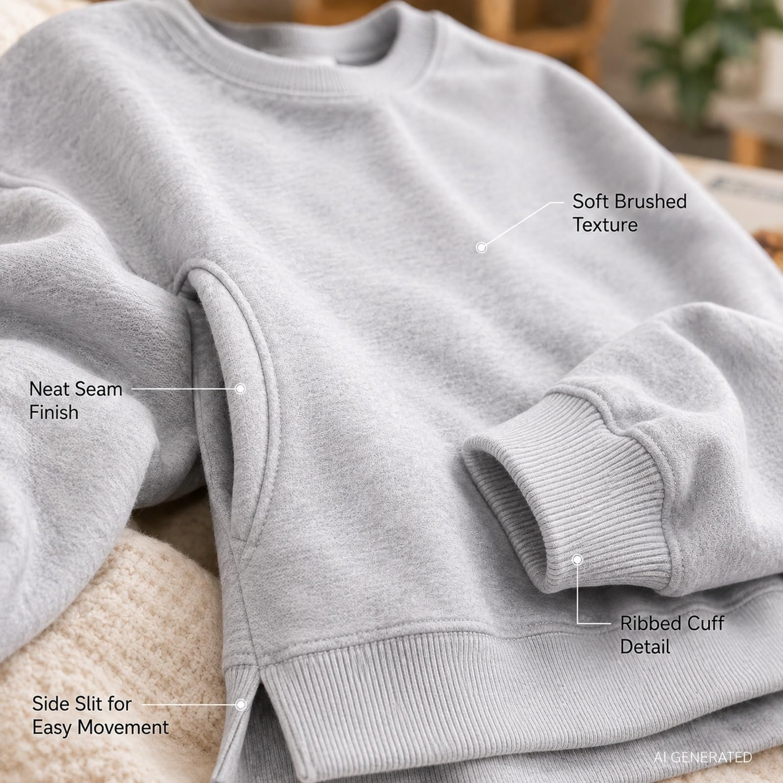 Damska bluza oversize z okrągłym dekoltem sweter z długim rękawem luźny