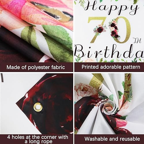 Miniatura 4 de Vlipoeasn Cartel de fiesta de cumpleaños número 70 para mujer, sorpresa de fiesta de cumpleaños número 70 para madres que saludan a 70 años