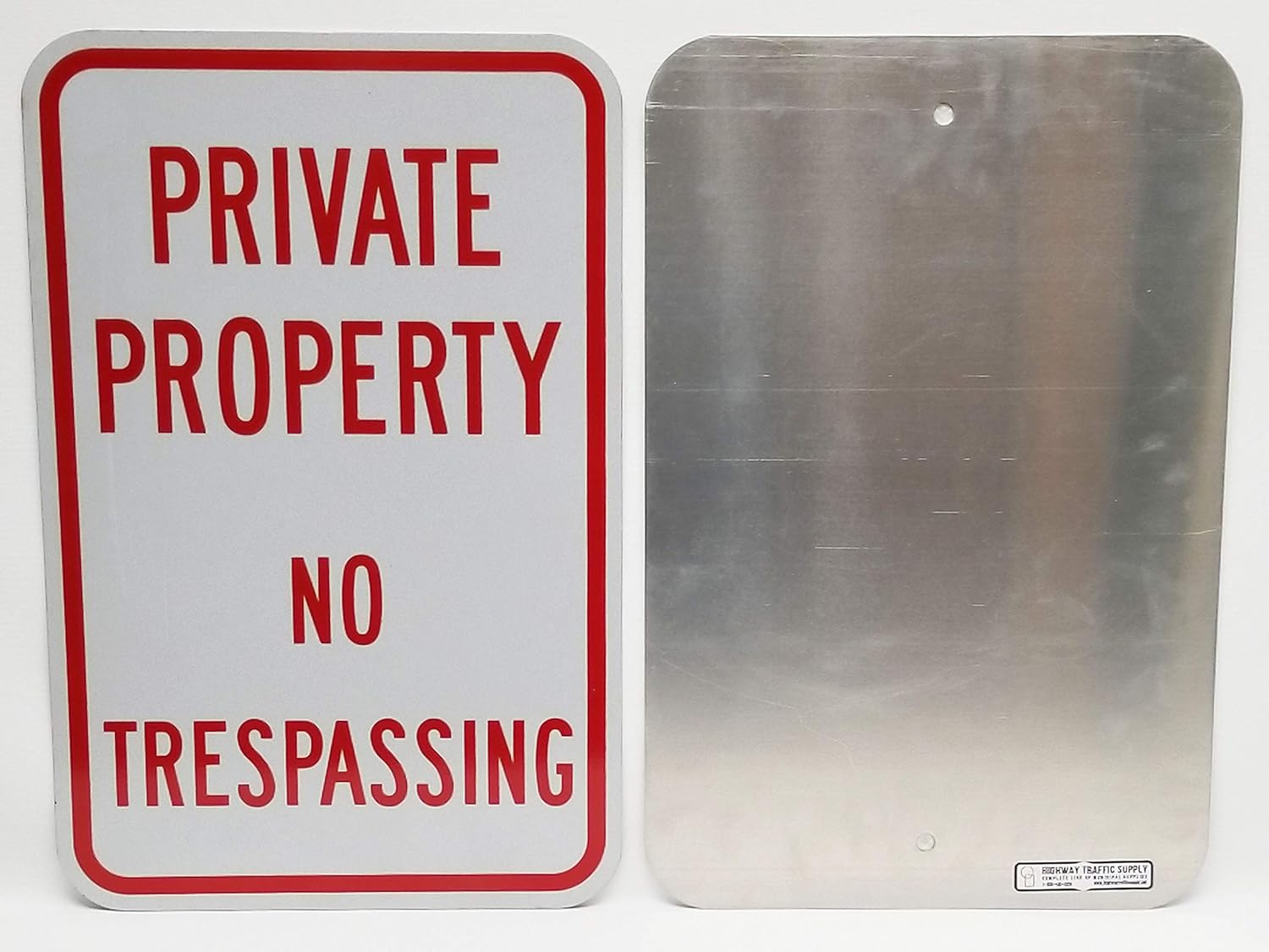 Highway Traffic Supply | Metal Private Property NO TRESPASSING Sign | for Private Property | Traffic Road Sign | Weather & Rust Resistant | Aluminum & Reflective Materials | 12” x 18” | Red on White
