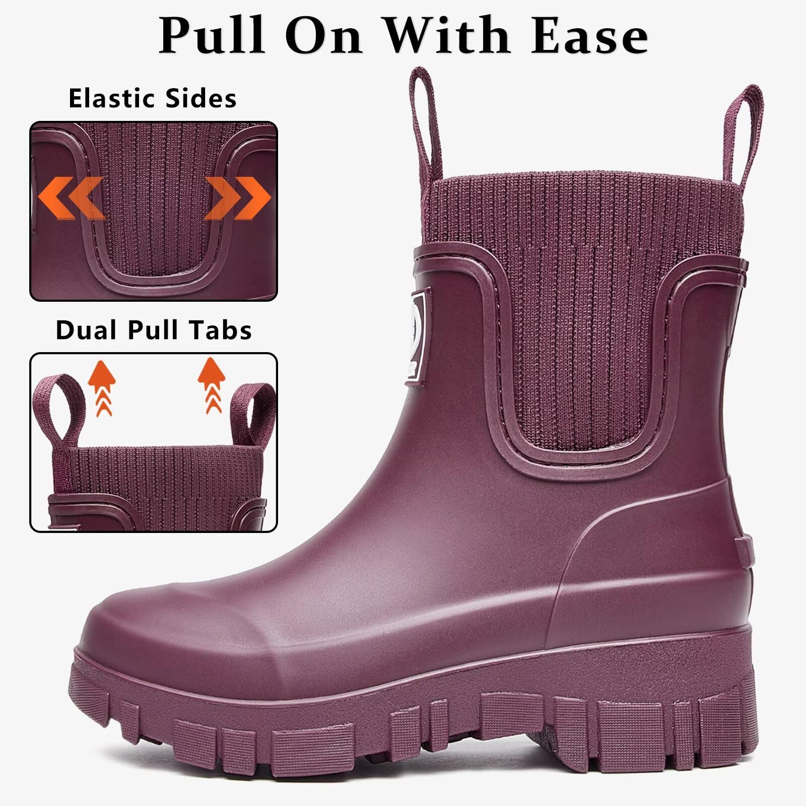 Gummistiefel Damen Halbhoch Wasserdicht Regenstiefel mit Absatz für Alltag, Garten