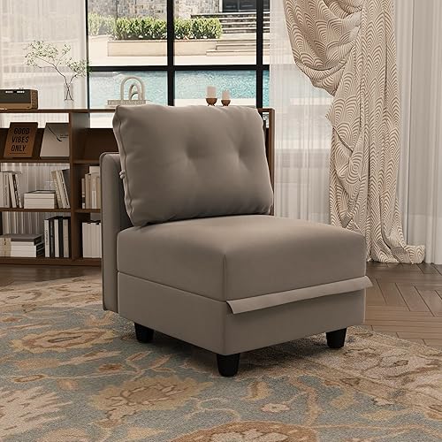 LLappuil Sofá modular con módulo medio con almacenamiento para sofá modular personalizable, silla sin brazos, impermeable, antiarañazos y
