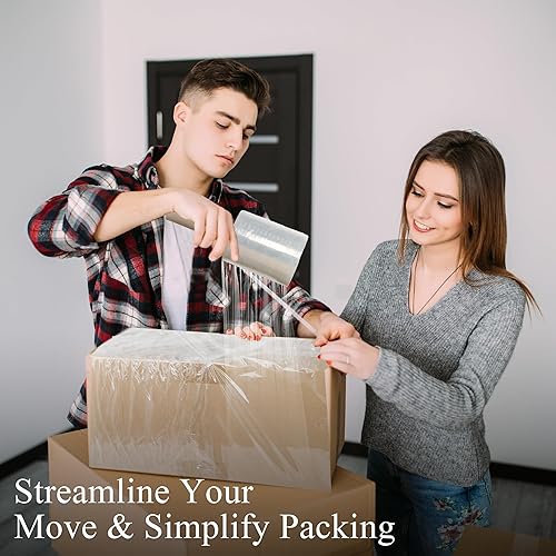 Miniatura 2 de C CRYSTAL LEMON Envoltura elástica para embalaje, paquete de 2 mini rollos de 5 x 1000 pies, calibre 80, envoltura móvil para muebles y cajas