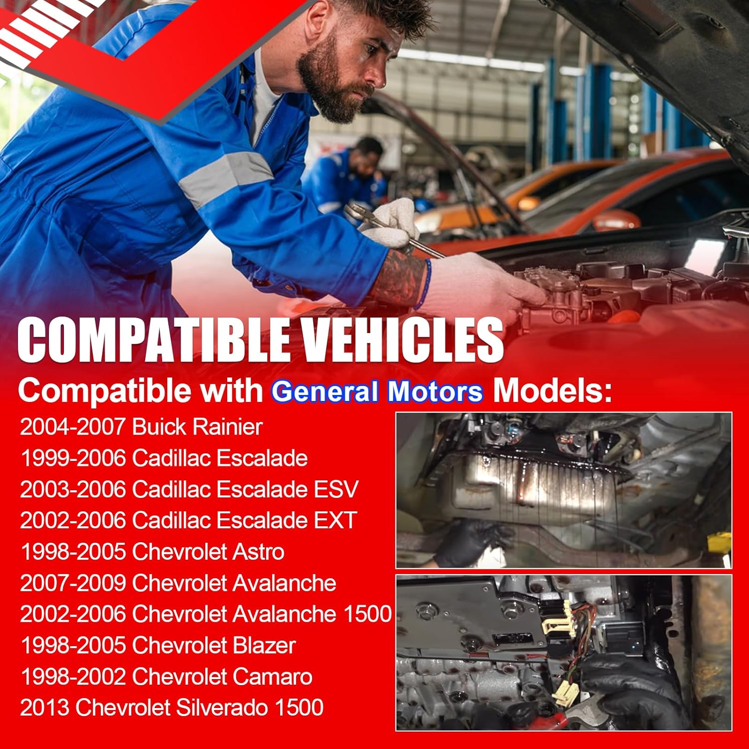 SMMS 4L60E Shift Solenoids(A&B) with Transmission Filter kit for Buick Rainier, for Cadillac Escalade, for Chevrolet Astro, Blazer, Avalanche 1998-2009, Silverado 2013 Replaces OE: 24230298 + 24208148