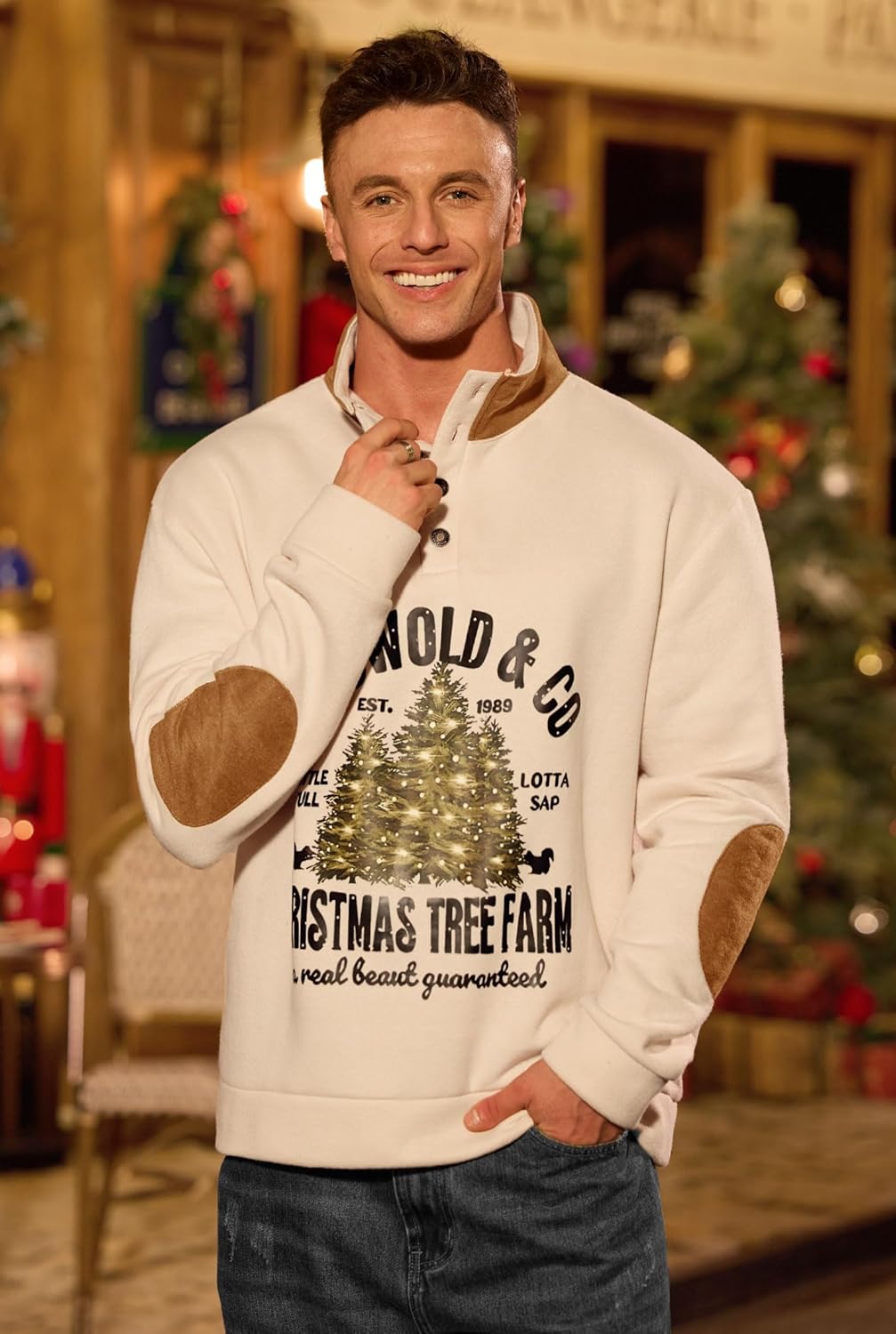 Men's Christmas Retro Graphic Corduroy Winter Sweatshirt (S-3XL) - Image 2