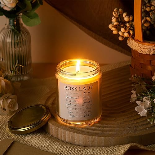 Miniatura 3 de Boss Lady - Regalos para mujer jefe dama decoración de oficina vela de soja perfumada de cera de soya para niña jefe tarro de 10 onzas tiempo de