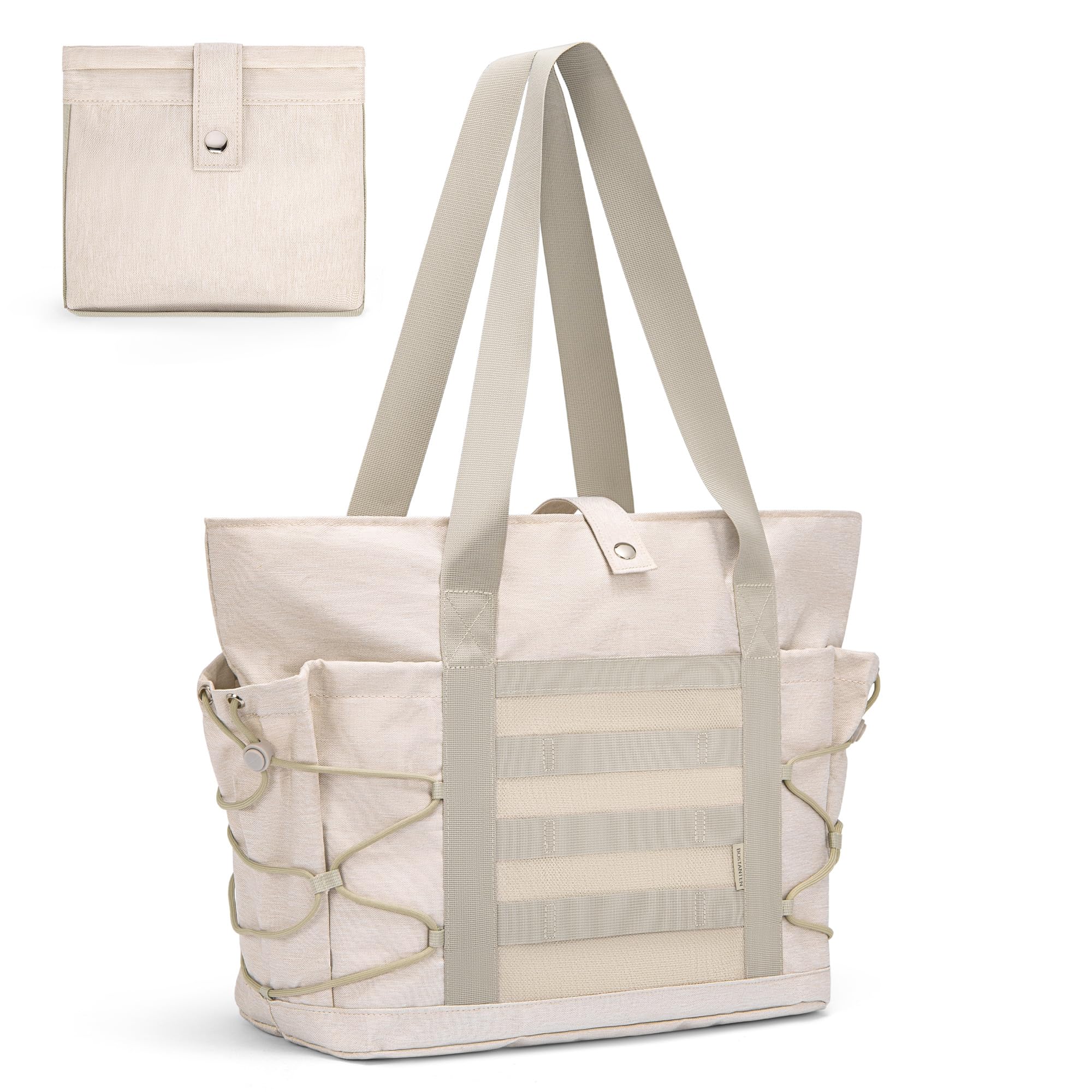 BOSTANTENTravel Tote Bags for Women Foldable Beach Bag Waterproof Zipper Gym Sports Shopping Bag Trolley Sleeve