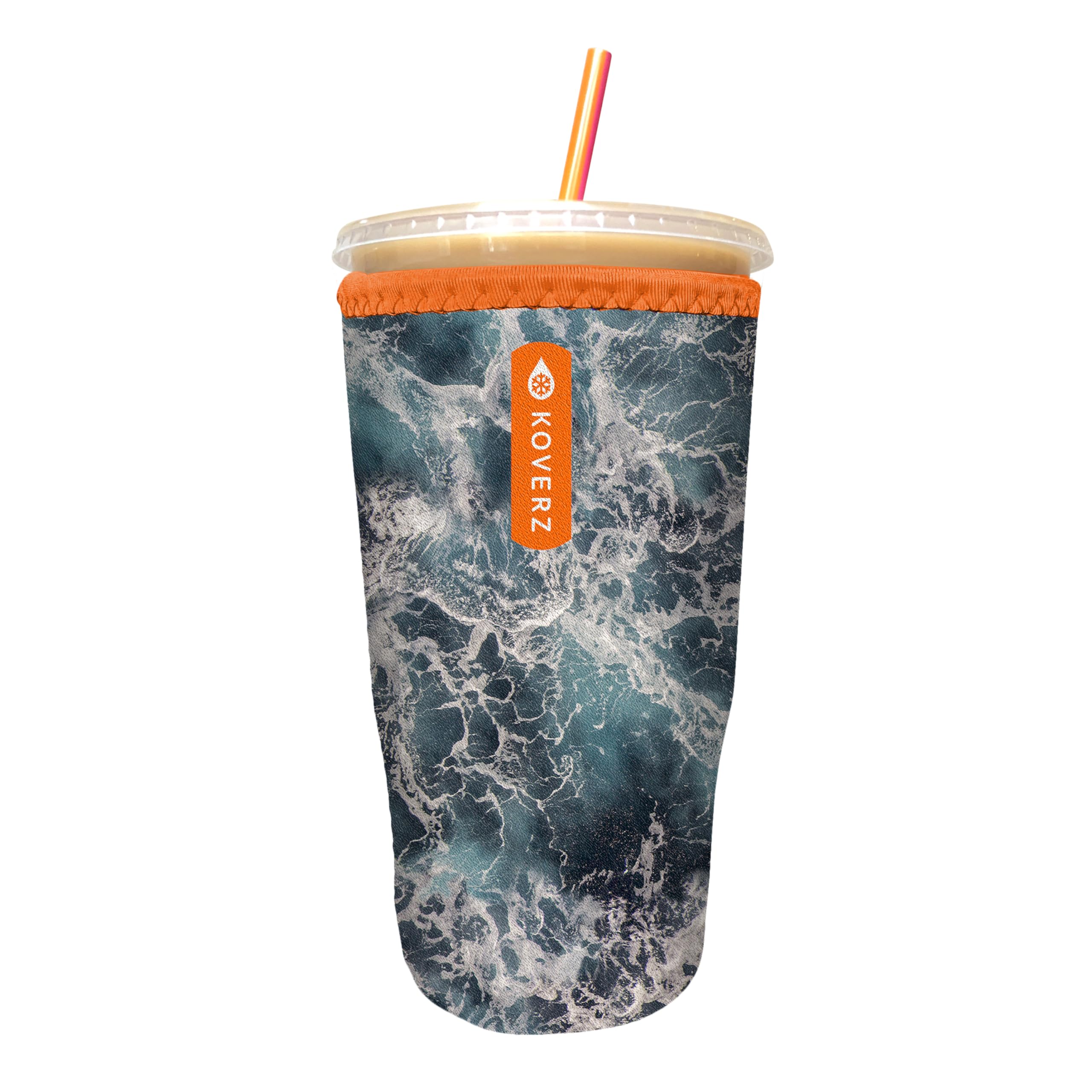 Iced Coffee Sleeve, Insulated Neoprene Cup Sleeve, Fits a 32 Oz. Coffee Cup, Washable and Reusable, Iced Coffee Accessories, Large Seawater
