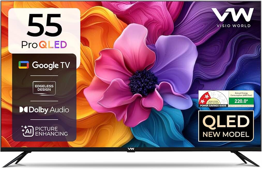 VW 140 cm (55 inches) 4K Ultra HD QLED Google TV VW55GQ1
