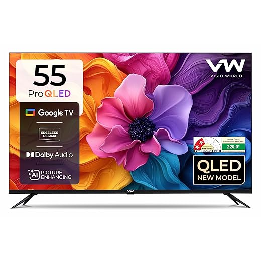 VW 140 cm (55 inches) Pro Series 4K Ultra HD Smart QLED Google TV VW55GQ1 (Black)