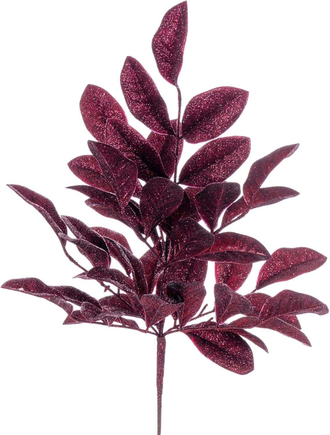 Vickerman 25" Silver Artificial Apple Leaf Glitter Bush, 2 per Bag.