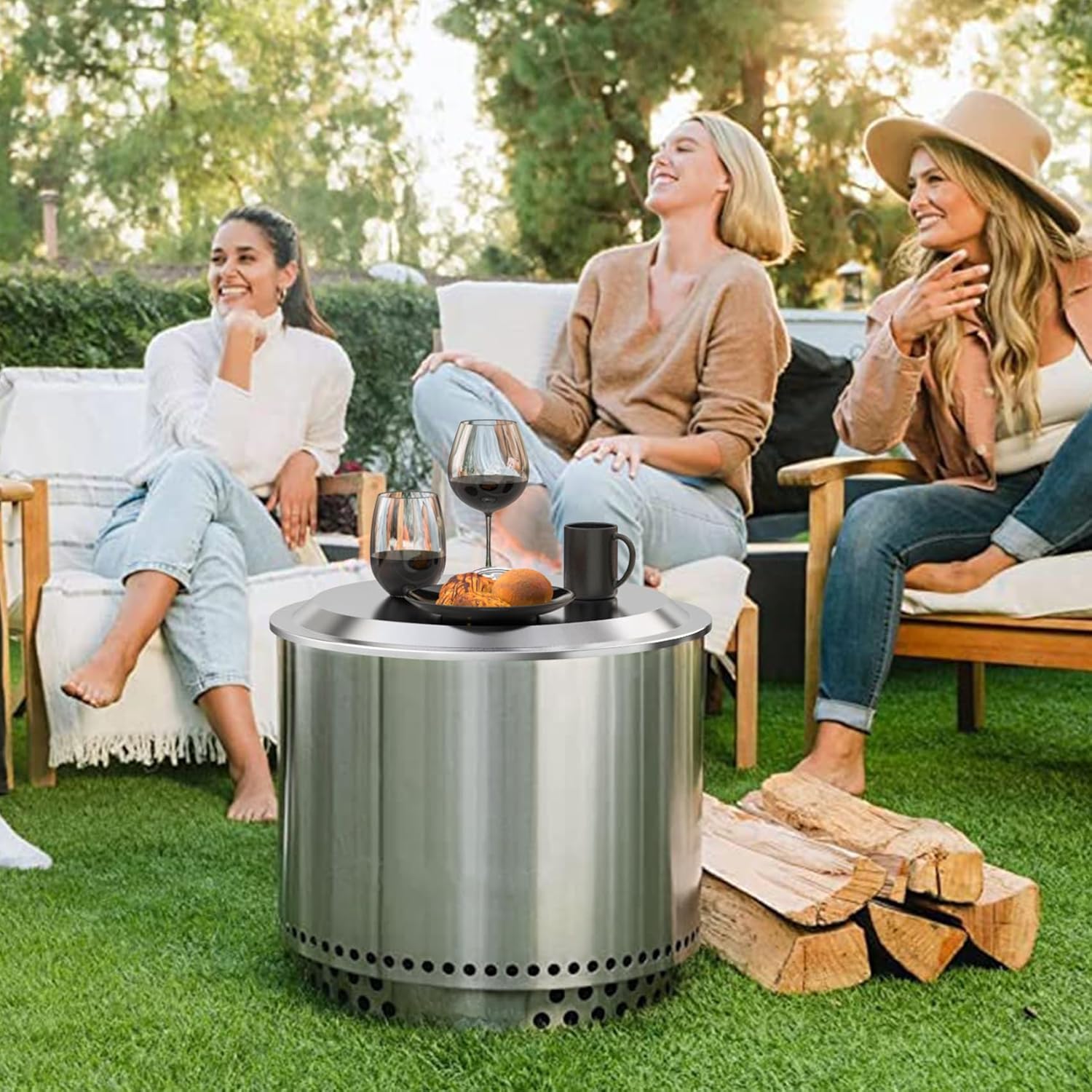 Onlyfire Fire Pit Lid for Solo Stove 19.5" Bonfire Firepit, Stainless Steel Bonfire Fire Pit Accessories for Outdoor Camping