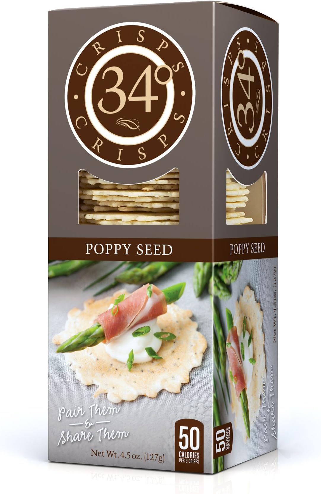 34 Degrees Crisps, Poppy Seed, 4.5 Ounce (Pack of 18)