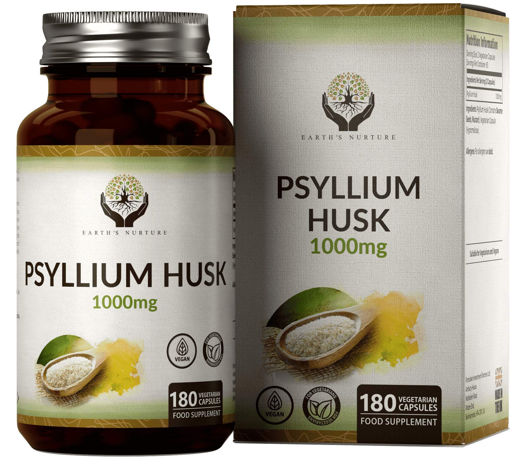 Buy EN Psyllium Husk Capsules 1000mg per serving 180 Vegan Capsules