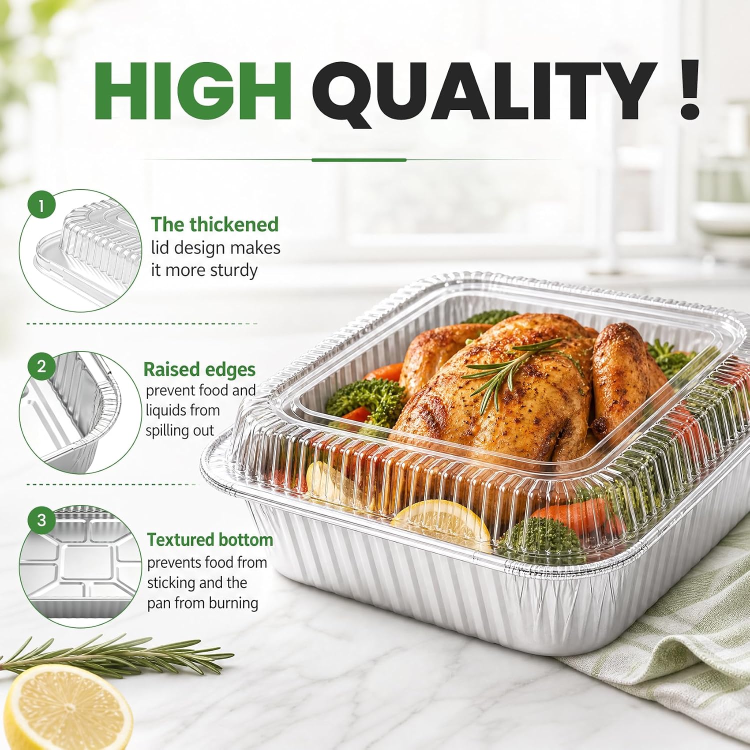 25 Pack 8x8 Aluminum Foil Pans with Lids, Square Baking Cake Pans image 5