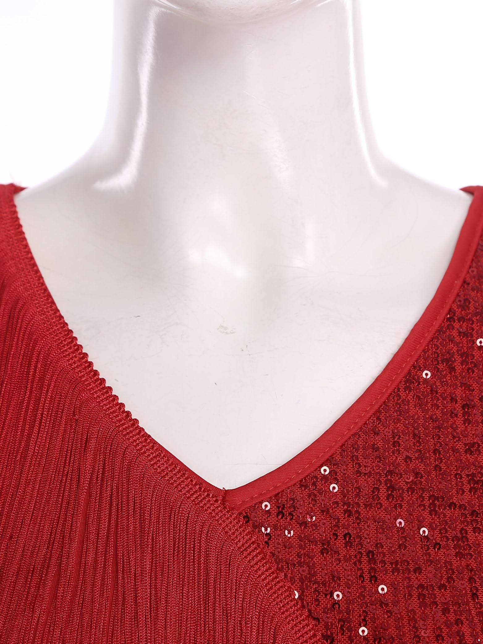 Femme Robe Danse Latine à Franges Paillette Tenue Danse de Salon Salsa Samba Rumba