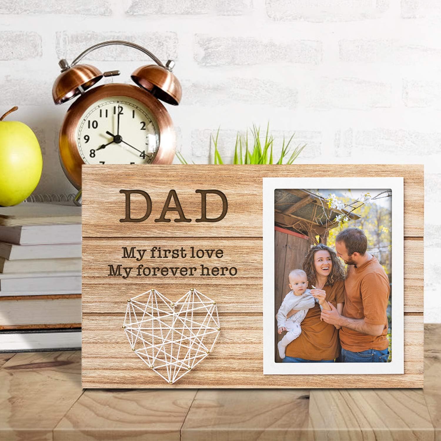 Personalized Wood Picture Frame Photo Fathers Day Personalized Gifts for Dad from Daughter Son Cute Engraved Wooden Frame Fits 4x6 Picture Plaque Keepsake to Daddy Gift Photo Holder - Image 5