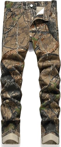 OIIIO Men's Athletic Fit Jeans Denim Pants (34, 24001 Camouflage)