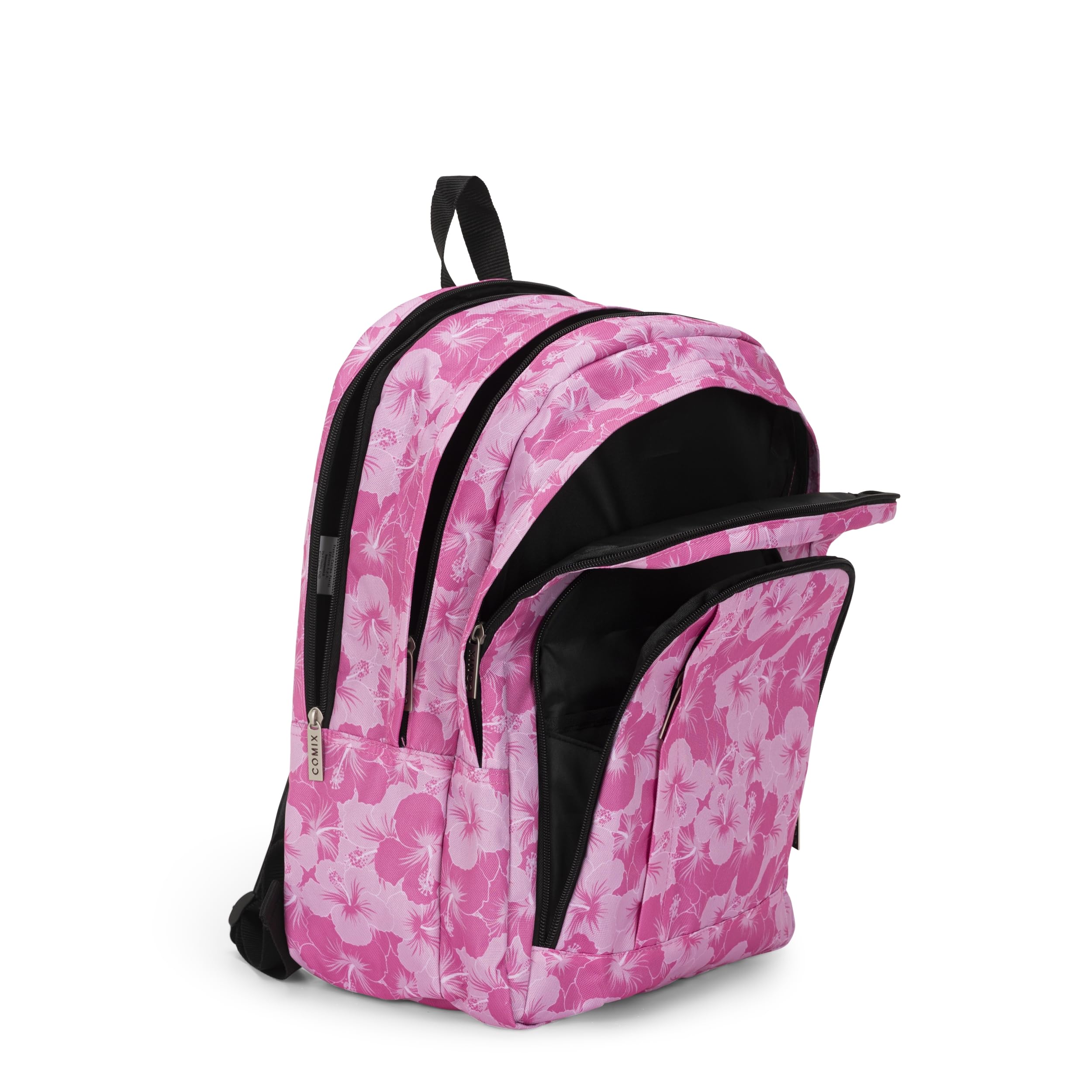 COMIX, ZAINO ORGANIZZATO ALLOVER HIBISCUS Unisex-Bambini e ragazzi, Rosa, Medio